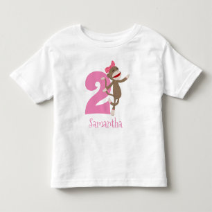 Schattigee Sock Monkey Girl's Verjaardagsleeftijd Kinder Shirts