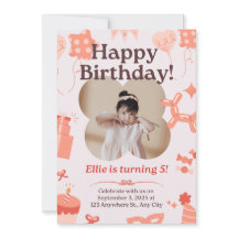 Schattigee Soft Pink Happy Birthday Kind Uitnodigi