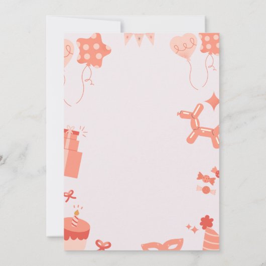 Schattigee Soft Pink Happy Birthday Kind Uitnodigi Kaart (Achterkant)