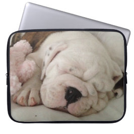 Schattigee Soft Sleeping Bulldog Puppy Laptop Sleeve