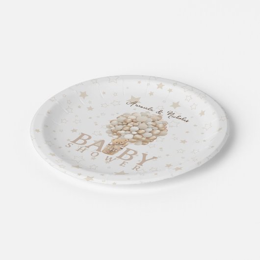 Schattigee Soft Teddy Bear Hete Luchtballon Baby s Papieren Bordje (Gekanteld)