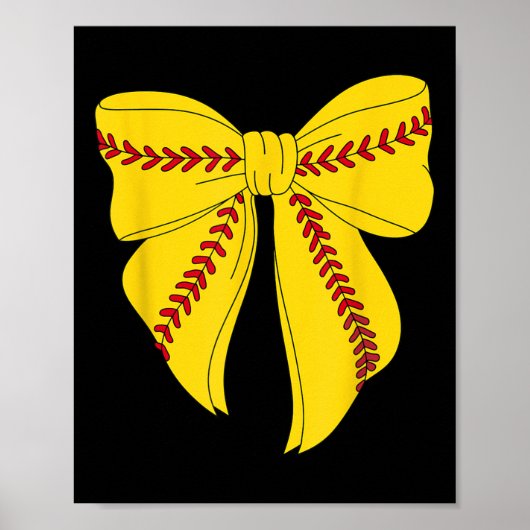Schattigee Softbal Coquette Bow voor Vrouwen Meisj Poster (Voorkant)