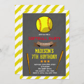 Schattigee softbal feestuitnodiging kaart (Voorkant / Achterkant)