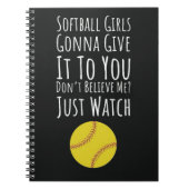 Schattigee Softbal Meisjes Geschenken voor Kids Te Notitieboek (Voorkant)
