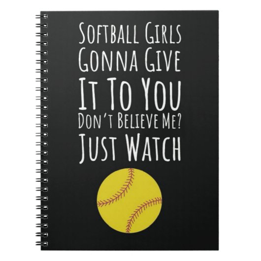 Schattigee Softbal Meisjes Geschenken voor Kids Te Notitieboek (Voorkant)