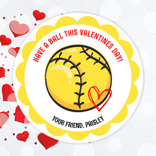Schattigee Softball Valentijnsdag Stickers