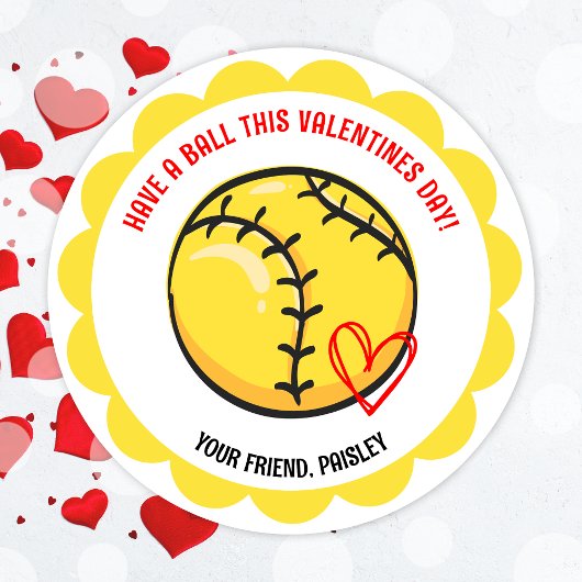 Schattigee Softball Valentijnsdag Stickers