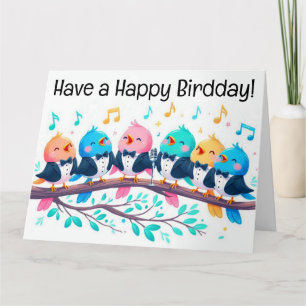 Schattigee Songbirds Belting out a Very Happy Bird Kaart