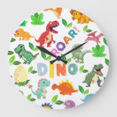 Schattigee soorten dinosaurussen naadloos grote klok (Voorkant)