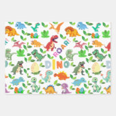 Schattigee soorten dinosaurussen naadloos inpakpapier vel (Voorkant)