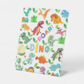 Schattigee soorten dinosaurussen naadloos reclamebord met voetstuk (Voorkant)