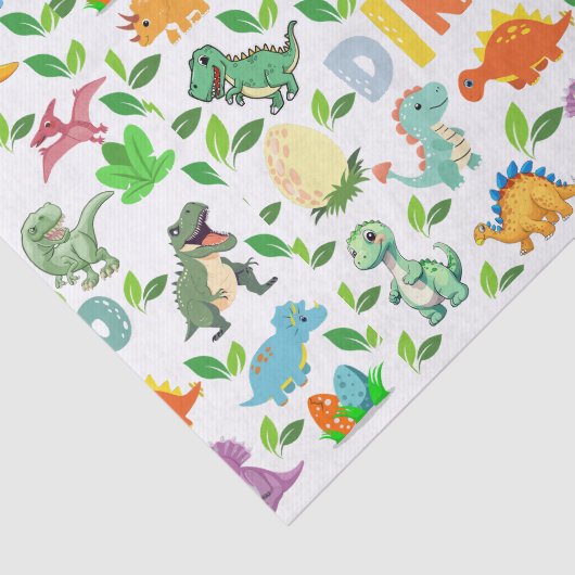 Schattigee soorten dinosaurussen naadloos tissuepapier (Detail)