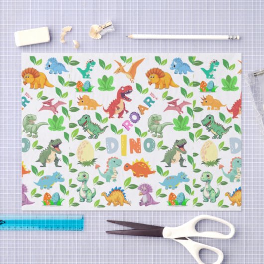 Schattigee soorten dinosaurussen naadloos tissuepapier (Craft)