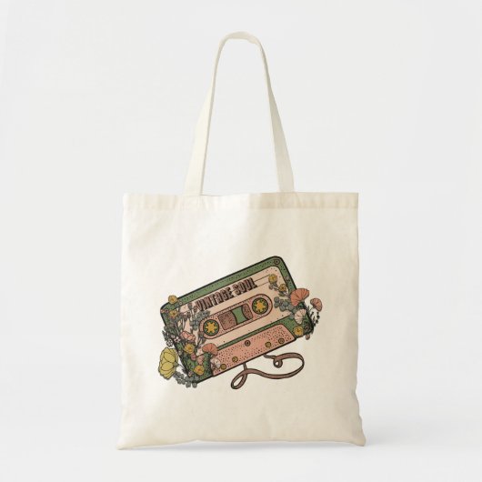 Schattigee Soul Retro Floral Cassettebandje Tote Bag (Voorkant)