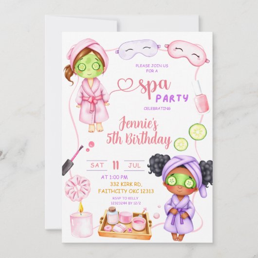 Schattigee Spa party meisje verjaardag Kaart (Voorkant)