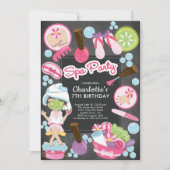 Schattigee Spa Party Verjaardagsuitnodiging Kaart (Voorkant)