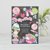 Schattigee Spa Party Verjaardagsuitnodiging Kaart (Staand voorkant)