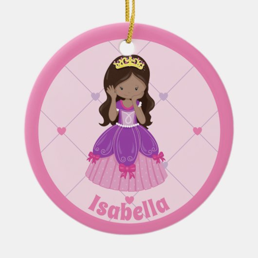 Schattigee Spaanse prinses roze aangepaste kerst Keramisch Ornament (Voorkant)