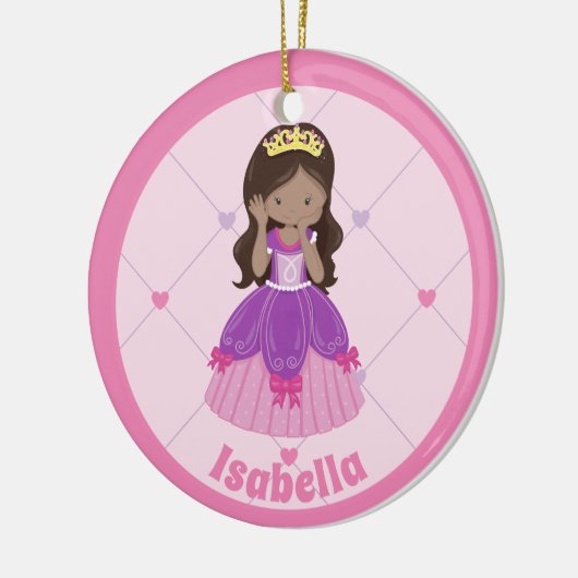 Schattigee Spaanse prinses roze aangepaste kerst Keramisch Ornament (Links)