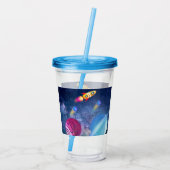 Schattigee Space Birthday gepersonaliseerd Acryl Drinkbeker (Achterkant)