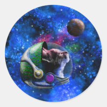 Schattigee Space Cat met Blauwe Galaxy Nebula Ster