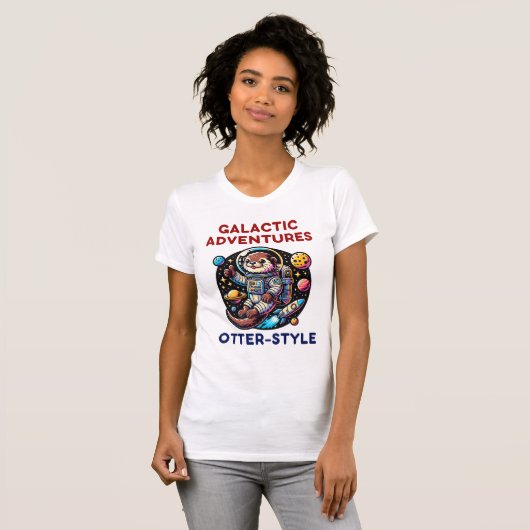 Schattigee Space Otter Adventure in de Melkweg T-shirt (Voorkant volledig)