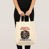 Schattigee Space Otter Adventure in de Melkweg Tote Bag (Voorkant (product))
