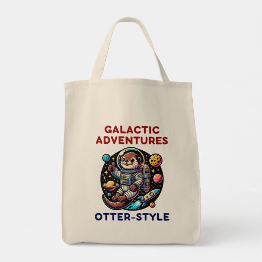 Schattigee Space Otter Adventure in de Melkweg Tote Bag (Achterkant)