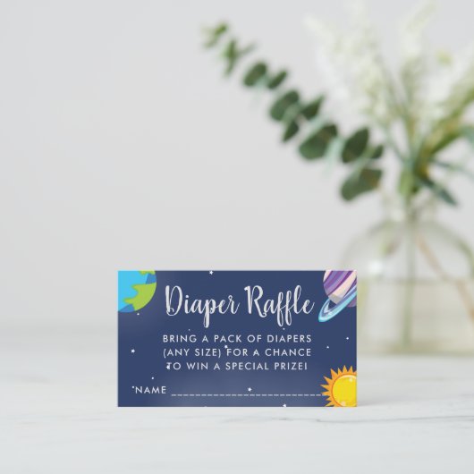 Schattigee Space Planet Galaxy Baby shower Luier R Informatiekaartje (Staand voorkant)