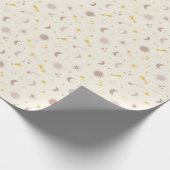 Schattigee Space Sun Moon en Sterren op crème Cadeaupapier (Hoek)