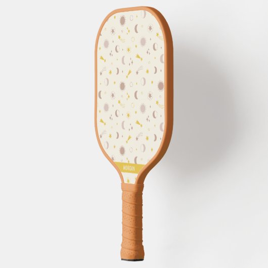 Schattigee Space Sun Moon en Sterren op crème Pickleball Paddle (Links)