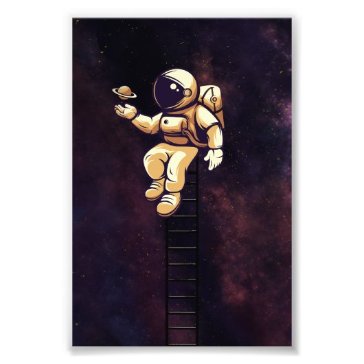 Schattigee Spaceman Astronaut Art Galaxy Outer Spa Foto Afdruk (Voorkant)