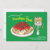 Schattigee Spaghetti Kinder 1e Verjaardagsfeestje  Kaart (Voorkant)