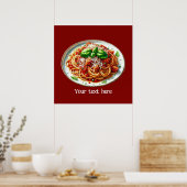 Schattigee spaghetti liefhebbers Italiaans eten op Poster (Keuken)