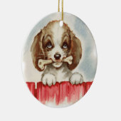 Schattigee Spaniel Puppy met Bot Keramisch Ornament (Rechts)