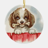 Schattigee Spaniel Puppy met Bot Keramisch Ornament (Voorkant)