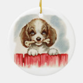 Schattigee Spaniel Puppy met Bot Keramisch Ornament (Achterkant)