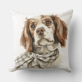 SCHATTIGEE SPANIEL PUPPYHOND MET GROENE SJAAL KUSSEN