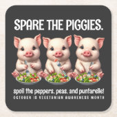 Schattigee Spare de Piggies Eten Salades Kartonnen Onderzetters (Voorkant)