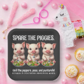 Schattigee Spare de Piggies Eten Salades Papieren Bordje (Feest)