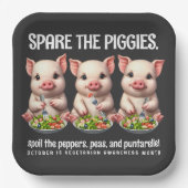 Schattigee Spare de Piggies Eten Salades Papieren Bordje (Voorkant)