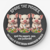 Schattigee Spare de Piggies Eten Salades Papieren Bordje (Voorkant)