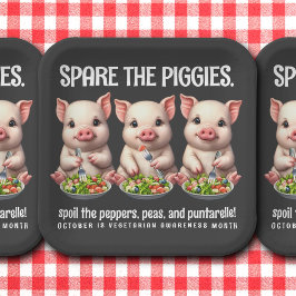 Schattigee Spare de Piggies Eten Salades Papieren Bordje