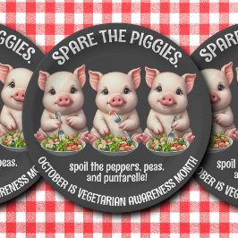 Schattigee Spare de Piggies Eten Salades Papieren Bordje