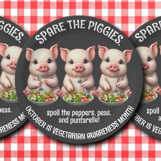 Schattigee Spare de Piggies Eten Salades Papieren Bordje