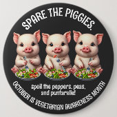 Schattigee Spare de Piggies Eten Salades Ronde Button 6,0 Cm (Voorkant)