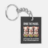 Schattigee Spare de Piggies Eten Salades Sleutelhanger (Voorkant Links)