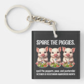 Schattigee Spare de Piggies Eten Salades Sleutelhanger (Voorkant)
