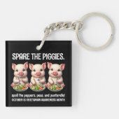 Schattigee Spare de Piggies Eten Salades Sleutelhanger (Achterkant)