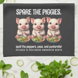 Schattigee Spare de Piggies Eten Salades Theedoek